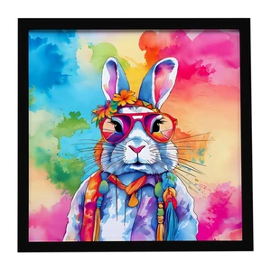 Hippie Animal Rabbit Framed Metal Print Bathroom, Kitchen, Office, Home Decor Wall Art Ready to Hang, Square, 8X8 Hippie Animal Rabbit Framed Metal Print Bathroom, Kitchen, Office, Home Decor Wall Art Ready to Hang, Square, 8X8