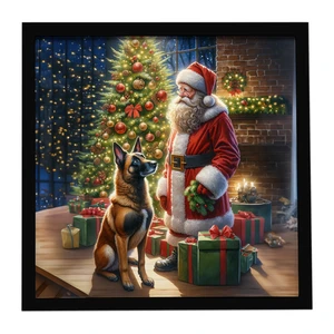 Belgian Malinois and Santa Claus Framed Metal Print Bathroom, Kitchen, Office, Home Decor Wall Art Ready to Hang, Square, 8X8 Belgian Malinois and Santa Claus Framed Metal Print Bathroom, Kitchen, Office, Home Decor Wall Art Ready to Hang, Square, 8X8
