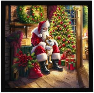 Shiba Inu and Santa Claus Framed Metal Print Bathroom, Kitchen, Office, Home Decor Wall Art Ready to Hang, Square, 8X8 Shiba Inu and Santa Claus Framed Metal Print Bathroom, Kitchen, Office, Home Decor Wall Art Ready to Hang, Square, 8X8
