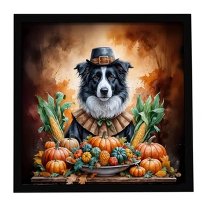 Border Collie Thanksgiving Framed Metal Print Bathroom, Kitchen, Office, Home Decor Wall Art Ready to Hang, Square, 8X8 Border Collie Thanksgiving Framed Metal Print Bathroom, Kitchen, Office, Home Decor Wall Art Ready to Hang, Square, 8X8