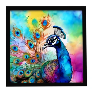 Hippie Animal Peacock Framed Metal Print Bathroom, Kitchen, Office, Home Decor Wall Art Ready to Hang, Square, 8X8 Hippie Animal Peacock Framed Metal Print Bathroom, Kitchen, Office, Home Decor Wall Art Ready to Hang, Square, 8X8