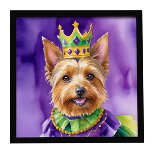 Australian Terrier King of Mardi Gras Framed Metal Print Bathroom, Kitchen, Office, Home Decor Wall Art Ready to Hang, Square, 8X8 Australian Terrier King of Mardi Gras Framed Metal Print Bathroom, Kitchen, Office, Home Decor Wall Art Ready to Hang, Square, 8X8