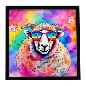 Hippie Animal Sheep Framed Metal Print Bathroom, Kitchen, Office, Home Decor Wall Art Ready to Hang, Square, 8X8 Hippie Animal Sheep Framed Metal Print Bathroom, Kitchen, Office, Home Decor Wall Art Ready to Hang, Square, 8X8