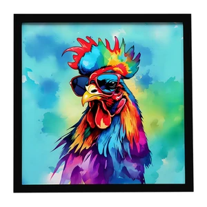 Hippie Animal Rooster Framed Metal Print Bathroom, Kitchen, Office, Home Decor Wall Art Ready to Hang, Square, 8X8 Hippie Animal Rooster Framed Metal Print Bathroom, Kitchen, Office, Home Decor Wall Art Ready to Hang, Square, 8X8