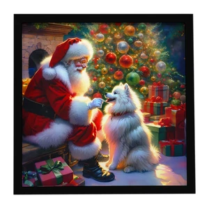 American Eskimo and Santa Claus Framed Metal Print Bathroom, Kitchen, Office, Home Decor Wall Art Ready to Hang, Square, 8X8 American Eskimo and Santa Claus Framed Metal Print Bathroom, Kitchen, Office, Home Decor Wall Art Ready to Hang, Square, 8X8