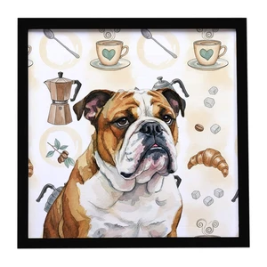 Brindle and White English Bulldog Coffee Bar Framed Metal Print Bathroom, Kitchen, Office, Home Decor Wall Art Ready to Hang, Square, 8X8 Brindle and White English Bulldog Coffee Bar Framed Metal Print Bathroom, Kitchen, Office, Home Decor Wall Art Ready to Hang, Square, 8X8