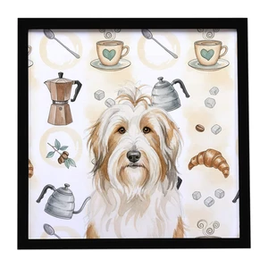 White and Tan Bearded Collie Coffee Bar Framed Metal Print Bathroom, Kitchen, Office, Home Decor Wall Art Ready to Hang, Square, 8X8 White and Tan Bearded Collie Coffee Bar Framed Metal Print Bathroom, Kitchen, Office, Home Decor Wall Art Ready to Hang, Square, 8X8