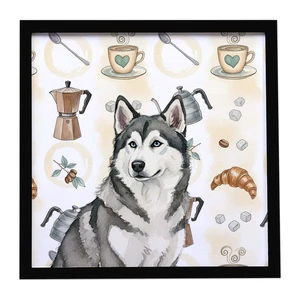 Gray and White Alaskan Malamute Coffee Bar Framed Metal Print Bathroom, Kitchen, Office, Home Decor Wall Art Ready to Hang, Square, 8X8 Gray and White Alaskan Malamute Coffee Bar Framed Metal Print Bathroom, Kitchen, Office, Home Decor Wall Art Ready to Hang, Square, 8X8