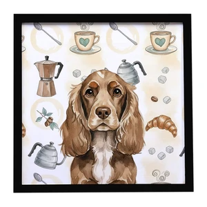 Chocolate Cocker Spaniel Coffee Bar Framed Metal Print Bathroom, Kitchen, Office, Home Decor Wall Art Ready to Hang, Square, 8X8 Chocolate Cocker Spaniel Coffee Bar Framed Metal Print Bathroom, Kitchen, Office, Home Decor Wall Art Ready to Hang, Square, 8X8