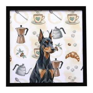 Doberman Pinscher Coffee Bar Framed Metal Print Bathroom, Kitchen, Office, Home Decor Wall Art Ready to Hang, Square, 8X8 Doberman Pinscher Coffee Bar Framed Metal Print Bathroom, Kitchen, Office, Home Decor Wall Art Ready to Hang, Square, 8X8