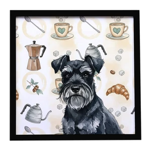 Black Miniature Schnauzer Coffee Bar Framed Metal Print Bathroom, Kitchen, Office, Home Decor Wall Art Ready to Hang, Square, 8X8 Black Miniature Schnauzer Coffee Bar Framed Metal Print Bathroom, Kitchen, Office, Home Decor Wall Art Ready to Hang, Square, 8X8