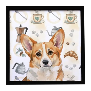 Corgi Coffee Bar Framed Metal Print Bathroom, Kitchen, Office, Home Decor Wall Art Ready to Hang, Square, 8X8 Corgi Coffee Bar Framed Metal Print Bathroom, Kitchen, Office, Home Decor Wall Art Ready to Hang, Square, 8X8