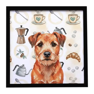 Red Border Terrier Coffee Bar Framed Metal Print Bathroom, Kitchen, Office, Home Decor Wall Art Ready to Hang, Square, 8X8 Red Border Terrier Coffee Bar Framed Metal Print Bathroom, Kitchen, Office, Home Decor Wall Art Ready to Hang, Square, 8X8