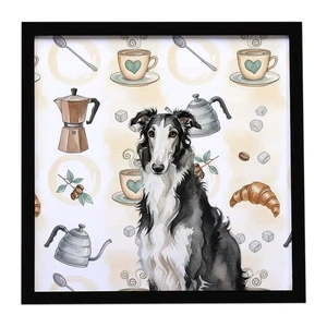 Black and White Borzoi Coffee Bar Framed Metal Print Bathroom, Kitchen, Office, Home Decor Wall Art Ready to Hang, Square, 8X8 Black and White Borzoi Coffee Bar Framed Metal Print Bathroom, Kitchen, Office, Home Decor Wall Art Ready to Hang, Square, 8X8