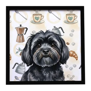 Black Lhasa Apso Coffee Bar Framed Metal Print Bathroom, Kitchen, Office, Home Decor Wall Art Ready to Hang, Square, 8X8 Black Lhasa Apso Coffee Bar Framed Metal Print Bathroom, Kitchen, Office, Home Decor Wall Art Ready to Hang, Square, 8X8