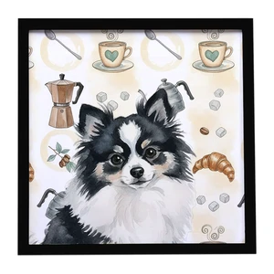 Black and White Pomeranian Coffee Bar Framed Metal Print Bathroom, Kitchen, Office, Home Decor Wall Art Ready to Hang, Square, 8X8 Black and White Pomeranian Coffee Bar Framed Metal Print Bathroom, Kitchen, Office, Home Decor Wall Art Ready to Hang, Square, 8X8