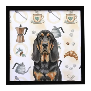 Black and Tan Bloodhound Coffee Bar Framed Metal Print Bathroom, Kitchen, Office, Home Decor Wall Art Ready to Hang, Square, 8X8 Black and Tan Bloodhound Coffee Bar Framed Metal Print Bathroom, Kitchen, Office, Home Decor Wall Art Ready to Hang, Square, 8X8