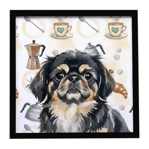 Black and Tan Pekingese Coffee Bar Framed Metal Print Bathroom, Kitchen, Office, Home Decor Wall Art Ready to Hang, Square, 8X8 Black and Tan Pekingese Coffee Bar Framed Metal Print Bathroom, Kitchen, Office, Home Decor Wall Art Ready to Hang, Square, 8X8
