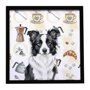 Border Collie Coffee Bar Framed Metal Print Bathroom, Kitchen, Office, Home Decor Wall Art Ready to Hang, Square, 8X8 Border Collie Coffee Bar Framed Metal Print Bathroom, Kitchen, Office, Home Decor Wall Art Ready to Hang, Square, 8X8