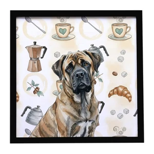 Brindle Mastiff Coffee Bar Framed Metal Print Bathroom, Kitchen, Office, Home Decor Wall Art Ready to Hang, Square, 8X8 Brindle Mastiff Coffee Bar Framed Metal Print Bathroom, Kitchen, Office, Home Decor Wall Art Ready to Hang, Square, 8X8