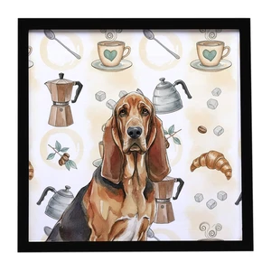 Liver and Tan Bloodhound Coffee Bar Framed Metal Print Bathroom, Kitchen, Office, Home Decor Wall Art Ready to Hang, Square, 8X8 Liver and Tan Bloodhound Coffee Bar Framed Metal Print Bathroom, Kitchen, Office, Home Decor Wall Art Ready to Hang, Square, 8X8