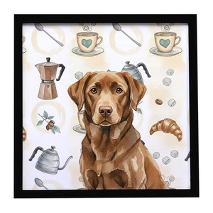 Chocolate Labrador Retriever Coffee Bar Framed Metal Print Bathroom, Kitchen, Office, Home Decor Wall Art Ready to Hang, Square, 8X8 Chocolate Labrador Retriever Coffee Bar Framed Metal Print Bathroom, Kitchen, Office, Home Decor Wall Art Ready to Hang, Square, 8X8
