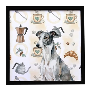 Black and White Greyhound Coffee Bar Framed Metal Print Bathroom, Kitchen, Office, Home Decor Wall Art Ready to Hang, Square, 8X8 Black and White Greyhound Coffee Bar Framed Metal Print Bathroom, Kitchen, Office, Home Decor Wall Art Ready to Hang, Square, 8X8