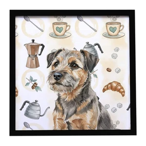 Grizzle and Tan Border Terrier Coffee Bar Framed Metal Print Bathroom, Kitchen, Office, Home Decor Wall Art Ready to Hang, Square, 8X8 Grizzle and Tan Border Terrier Coffee Bar Framed Metal Print Bathroom, Kitchen, Office, Home Decor Wall Art Ready to Hang, Square, 8X8