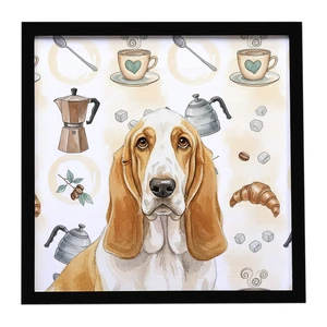 Lemon and White Basset Hound Coffee Bar Framed Metal Print Bathroom, Kitchen, Office, Home Decor Wall Art Ready to Hang, Square, 8X8 Lemon and White Basset Hound Coffee Bar Framed Metal Print Bathroom, Kitchen, Office, Home Decor Wall Art Ready to Hang, Square, 8X8