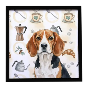 Beagle Coffee Bar Framed Metal Print Bathroom, Kitchen, Office, Home Decor Wall Art Ready to Hang, Square, 8X8 Beagle Coffee Bar Framed Metal Print Bathroom, Kitchen, Office, Home Decor Wall Art Ready to Hang, Square, 8X8