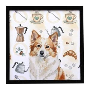 Tan Icelandic Sheepdog Coffee Bar Framed Metal Print Bathroom, Kitchen, Office, Home Decor Wall Art Ready to Hang, Square, 8X8 Tan Icelandic Sheepdog Coffee Bar Framed Metal Print Bathroom, Kitchen, Office, Home Decor Wall Art Ready to Hang, Square, 8X8