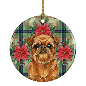 Belge Brussels Griffon Christmas PoinsettIas Ceramic Ornament Christmas Tree Hanging Decorations for Home Christmas Holiday, Party, Gift, 3 in, Multicolor Belge Brussels Griffon Christmas PoinsettIas Ceramic Ornament Christmas Tree Hanging Decorations for Home Christmas Holiday, Party, Gift, 3 in, Multicolor