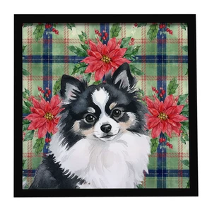 Black and White Pomeranian Christmas PoinsettIas Framed Metal Print Bathroom, Kitchen, Office, Home Decor Wall Art Ready to Hang, Square, 8X8 Black and White Pomeranian Christmas PoinsettIas Framed Metal Print Bathroom, Kitchen, Office, Home Decor Wall Art Ready to Hang, Square, 8X8