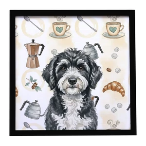 Portuguese Water Dog Coffee Bar Framed Metal Print Bathroom, Kitchen, Office, Home Decor Wall Art Ready to Hang, Square, 8X8 Portuguese Water Dog Coffee Bar Framed Metal Print Bathroom, Kitchen, Office, Home Decor Wall Art Ready to Hang, Square, 8X8