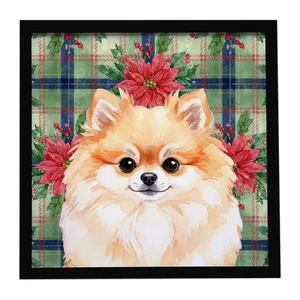 Pomeranian Christmas PoinsettIas Framed Metal Print Bathroom, Kitchen, Office, Home Decor Wall Art Ready to Hang, Square, 8X8 Pomeranian Christmas PoinsettIas Framed Metal Print Bathroom, Kitchen, Office, Home Decor Wall Art Ready to Hang, Square, 8X8