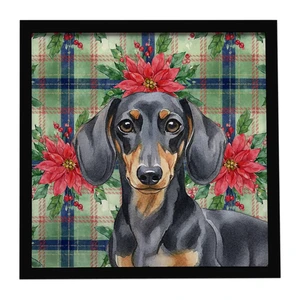 Black and Tan Dachshund Christmas PoinsettIas Framed Metal Print Bathroom, Kitchen, Office, Home Decor Wall Art Ready to Hang, Square, 8X8 Black and Tan Dachshund Christmas PoinsettIas Framed Metal Print Bathroom, Kitchen, Office, Home Decor Wall Art Ready to Hang, Square, 8X8