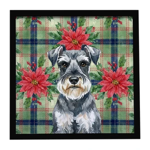 Schnauzer Christmas PoinsettIas Framed Metal Print Bathroom, Kitchen, Office, Home Decor Wall Art Ready to Hang, Square, 8X8 Schnauzer Christmas PoinsettIas Framed Metal Print Bathroom, Kitchen, Office, Home Decor Wall Art Ready to Hang, Square, 8X8