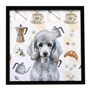Standard Silver Poodle Coffee Bar Framed Metal Print Bathroom, Kitchen, Office, Home Decor Wall Art Ready to Hang, Square, 8X8 Standard Silver Poodle Coffee Bar Framed Metal Print Bathroom, Kitchen, Office, Home Decor Wall Art Ready to Hang, Square, 8X8