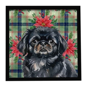 Black Pekingese Christmas PoinsettIas Framed Metal Print Bathroom, Kitchen, Office, Home Decor Wall Art Ready to Hang, Square, 8X8 Black Pekingese Christmas PoinsettIas Framed Metal Print Bathroom, Kitchen, Office, Home Decor Wall Art Ready to Hang, Square, 8X8