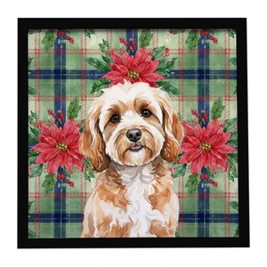 Cavapoo Christmas PoinsettIas Framed Metal Print Bathroom, Kitchen, Office, Home Decor Wall Art Ready to Hang, Square, 8X8 Cavapoo Christmas PoinsettIas Framed Metal Print Bathroom, Kitchen, Office, Home Decor Wall Art Ready to Hang, Square, 8X8