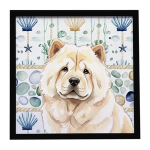 Cream Chow Chow Coastal Sea Glass Framed Metal Print Bathroom, Kitchen, Office, Home Decor Wall Art Ready to Hang, Square, 8X8 Cream Chow Chow Coastal Sea Glass Framed Metal Print Bathroom, Kitchen, Office, Home Decor Wall Art Ready to Hang, Square, 8X8