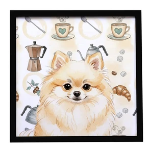 Cream Pomeranian Coffee Bar Framed Metal Print Bathroom, Kitchen, Office, Home Decor Wall Art Ready to Hang, Square, 8X8 Cream Pomeranian Coffee Bar Framed Metal Print Bathroom, Kitchen, Office, Home Decor Wall Art Ready to Hang, Square, 8X8