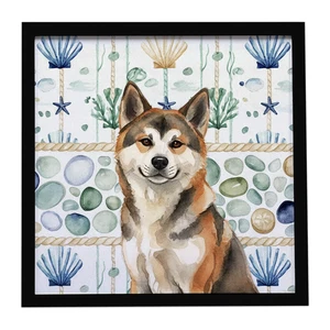 Sesame Akita Coastal Sea Glass Framed Metal Print Bathroom, Kitchen, Office, Home Decor Wall Art Ready to Hang, Square, 8X8 Sesame Akita Coastal Sea Glass Framed Metal Print Bathroom, Kitchen, Office, Home Decor Wall Art Ready to Hang, Square, 8X8