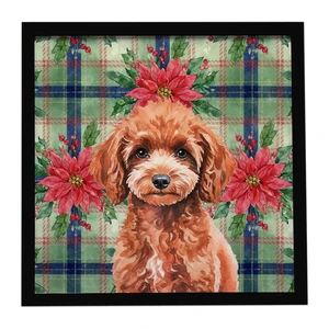 Miniature Red Poodle Christmas PoinsettIas Framed Metal Print Bathroom, Kitchen, Office, Home Decor Wall Art Ready to Hang, Square, 8X8 Miniature Red Poodle Christmas PoinsettIas Framed Metal Print Bathroom, Kitchen, Office, Home Decor Wall Art Ready to Hang, Square, 8X8