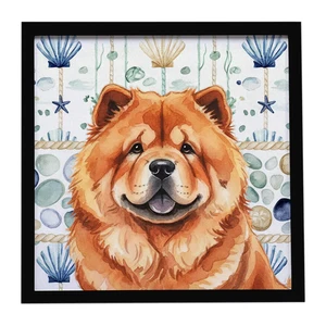 Red Chow Chow Coastal Sea Glass Framed Metal Print Bathroom, Kitchen, Office, Home Decor Wall Art Ready to Hang, Square, 8X8 Red Chow Chow Coastal Sea Glass Framed Metal Print Bathroom, Kitchen, Office, Home Decor Wall Art Ready to Hang, Square, 8X8
