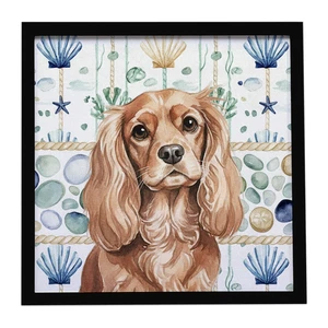 Ruby Cavalier Spaniel Coastal Sea Glass Framed Metal Print Bathroom, Kitchen, Office, Home Decor Wall Art Ready to Hang, Square, 8X8 Ruby Cavalier Spaniel Coastal Sea Glass Framed Metal Print Bathroom, Kitchen, Office, Home Decor Wall Art Ready to Hang, Square, 8X8
