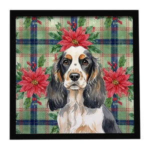 Parti Cocker Spaniel Christmas PoinsettIas Framed Metal Print Bathroom, Kitchen, Office, Home Decor Wall Art Ready to Hang, Square, 8X8 Parti Cocker Spaniel Christmas PoinsettIas Framed Metal Print Bathroom, Kitchen, Office, Home Decor Wall Art Ready to Hang, Square, 8X8