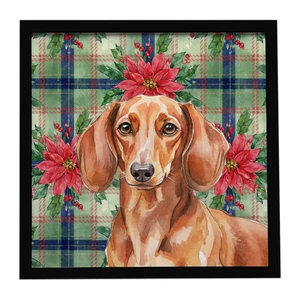 Red Brown Dachshund Christmas PoinsettIas Framed Metal Print Bathroom, Kitchen, Office, Home Decor Wall Art Ready to Hang, Square, 8X8 Red Brown Dachshund Christmas PoinsettIas Framed Metal Print Bathroom, Kitchen, Office, Home Decor Wall Art Ready to Hang, Square, 8X8
