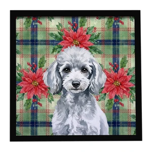 Miniature Silver Poodle Christmas PoinsettIas Framed Metal Print Bathroom, Kitchen, Office, Home Decor Wall Art Ready to Hang, Square, 8X8 Miniature Silver Poodle Christmas PoinsettIas Framed Metal Print Bathroom, Kitchen, Office, Home Decor Wall Art Ready to Hang, Square, 8X8