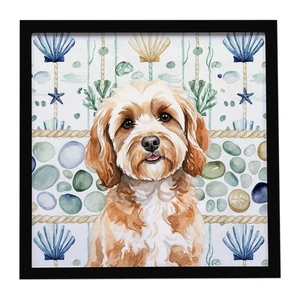 Cavapoo Coastal Sea Glass Framed Metal Print Bathroom, Kitchen, Office, Home Decor Wall Art Ready to Hang, Square, 8X8 Cavapoo Coastal Sea Glass Framed Metal Print Bathroom, Kitchen, Office, Home Decor Wall Art Ready to Hang, Square, 8X8